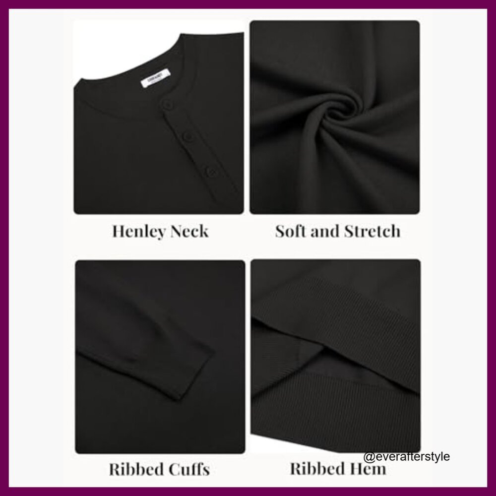 Polyester Henley Sweater Pullover Long Sleeve Cas… - image 5